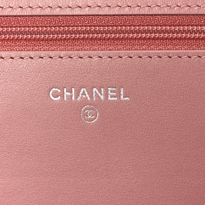 Chanel Ombre Patent Calfskin Quilted Wallet on Chain WOC Pink White 6 of 12