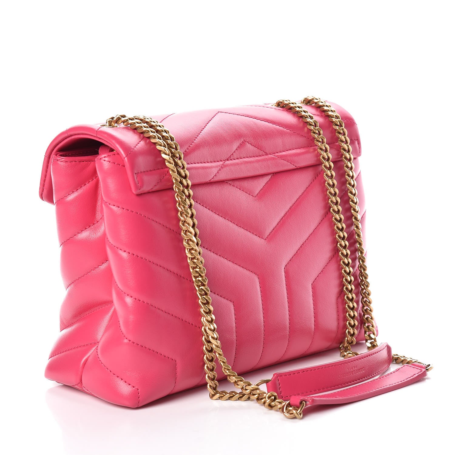 Saint Laurent Calfskin Y Quilted Monogram Small Loulou Chain Satchel Fresh Fuchsia 3 of 8