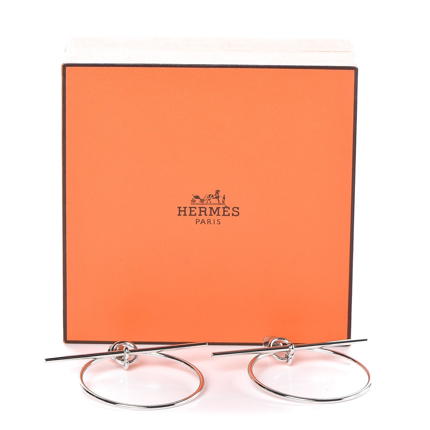 Hermes Sterling Silver MM Loop Earrings 7 of 7