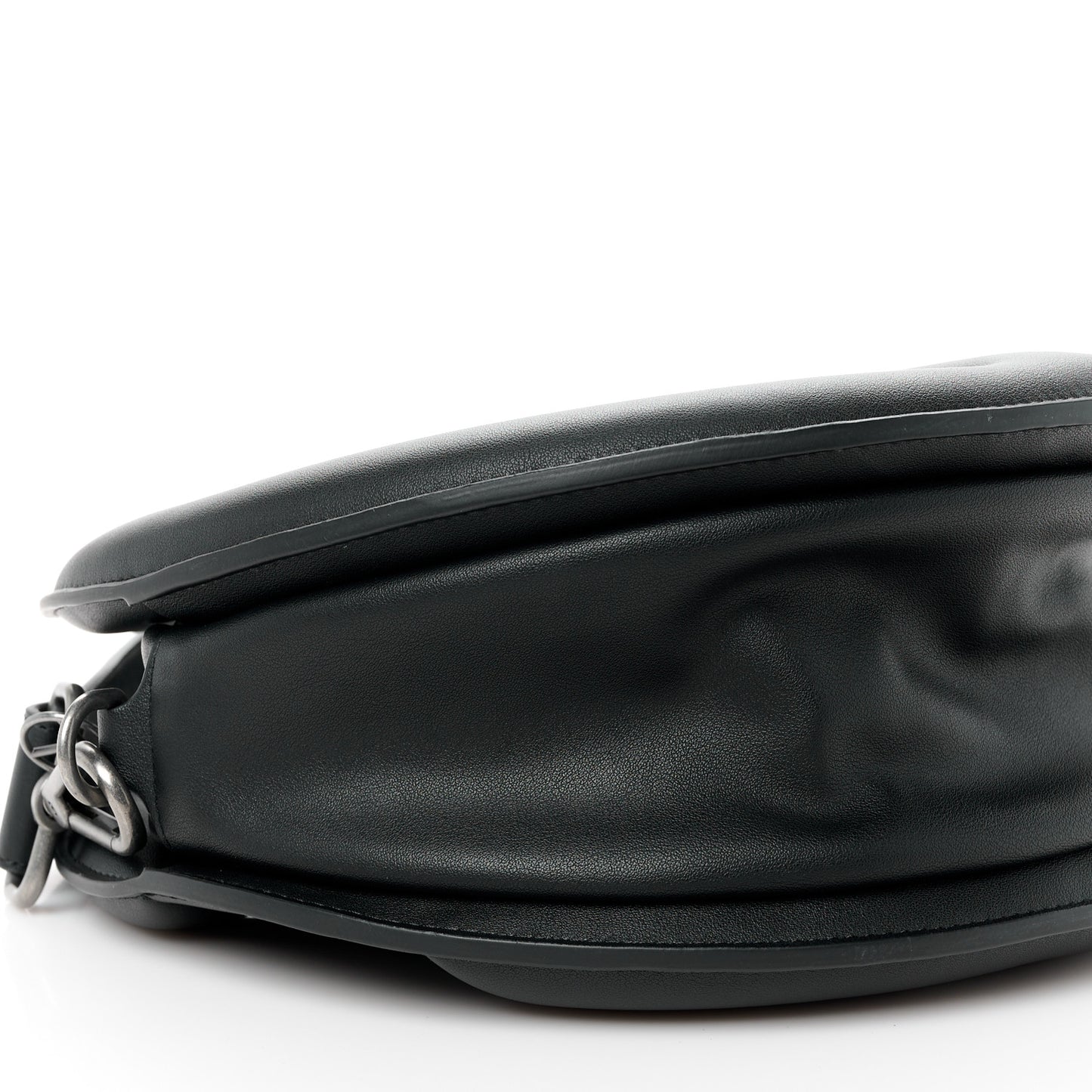 Vegan Leather Round Circle Bag Black