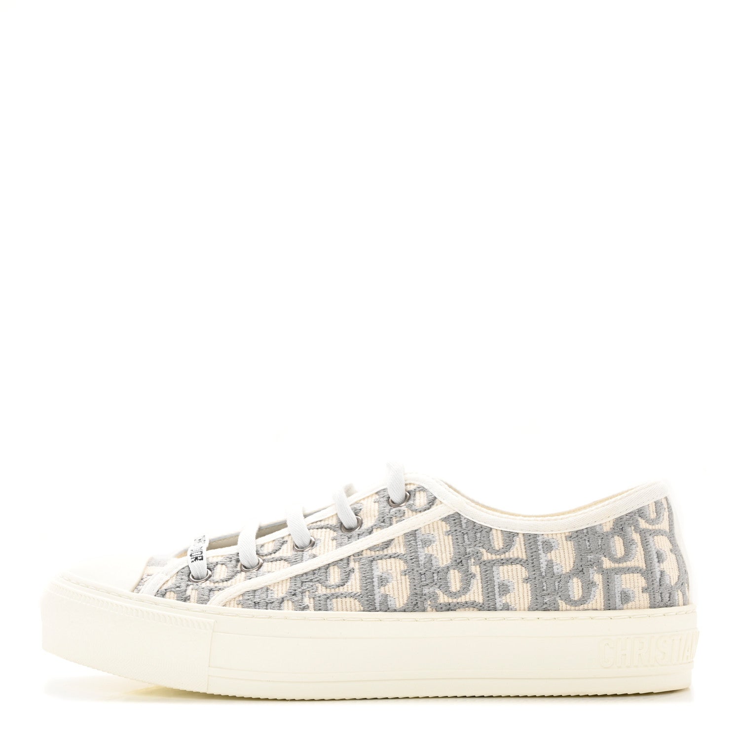 Christian Dior Canvas Oblique Walk'N'Dior Low Top Sneakers 38 Grey Stone 1 of 15