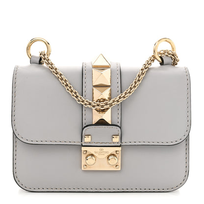 Valentino Garavani Vitello Mini Glam Lock Rockstud Flap Pastel Grey 1 of 14