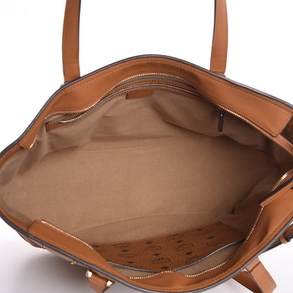 MCM Visetos Studded Medium Shopping Tote Cognac 6 of 9