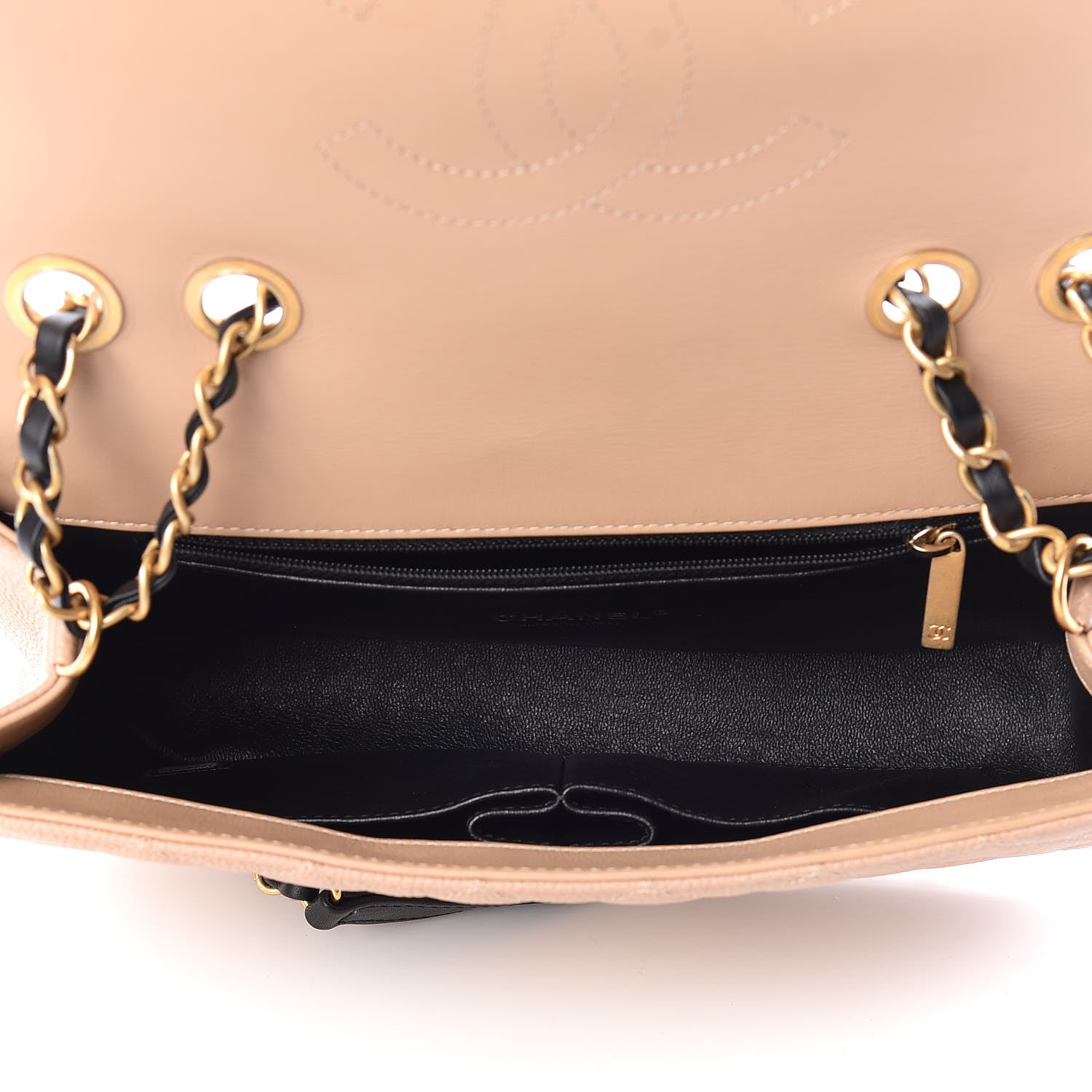 Chanel Caviar Quilted Medium CC Filigree Flap Beige Black 7 of 9