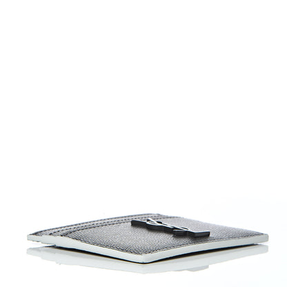 Saint Laurent Grain De Poudre Monogram Credit Card Case Grey 4 of 8