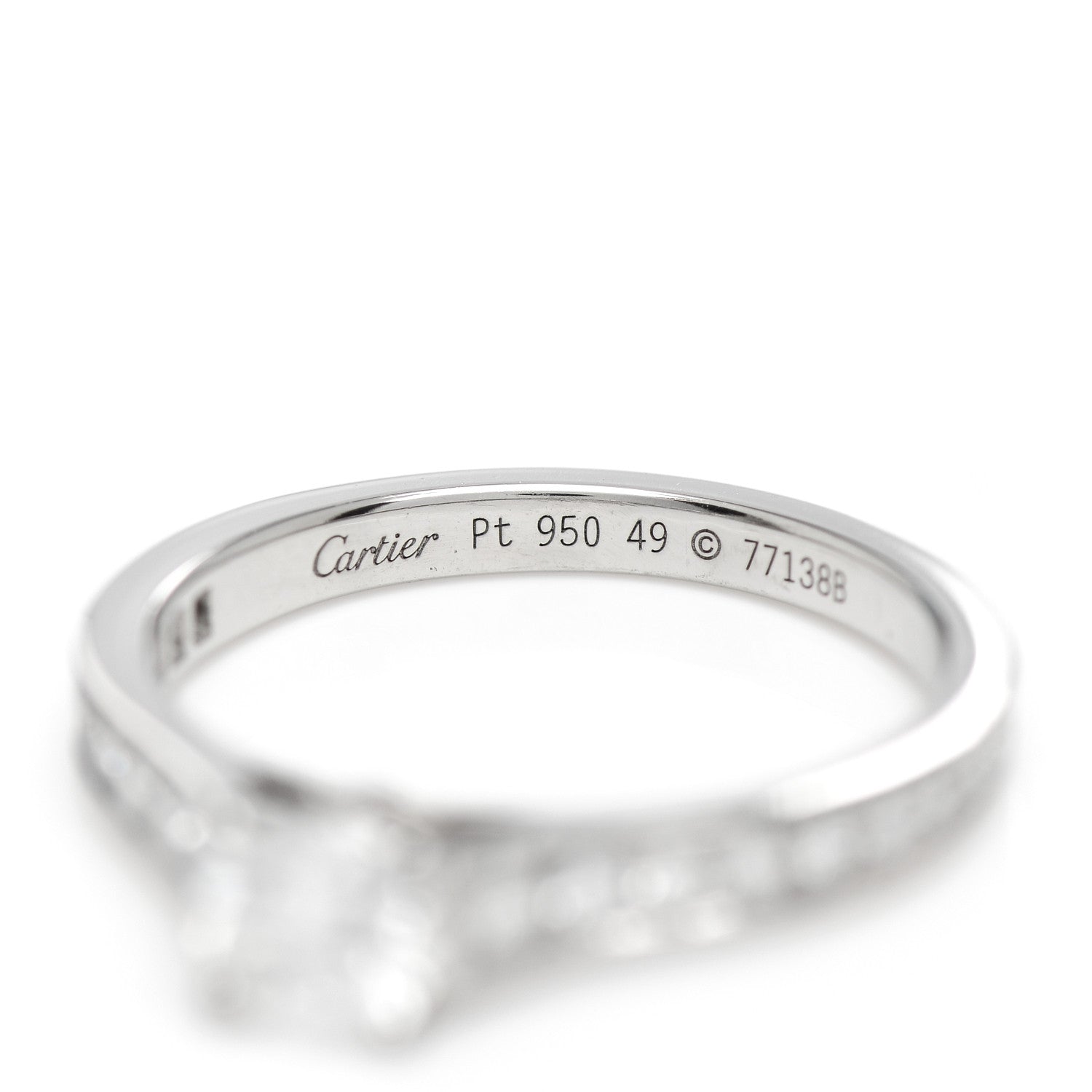 Cartier Platinum Diamond .41ct 1895 Solitaire Engagement Ring 49 4.75 5 of 6