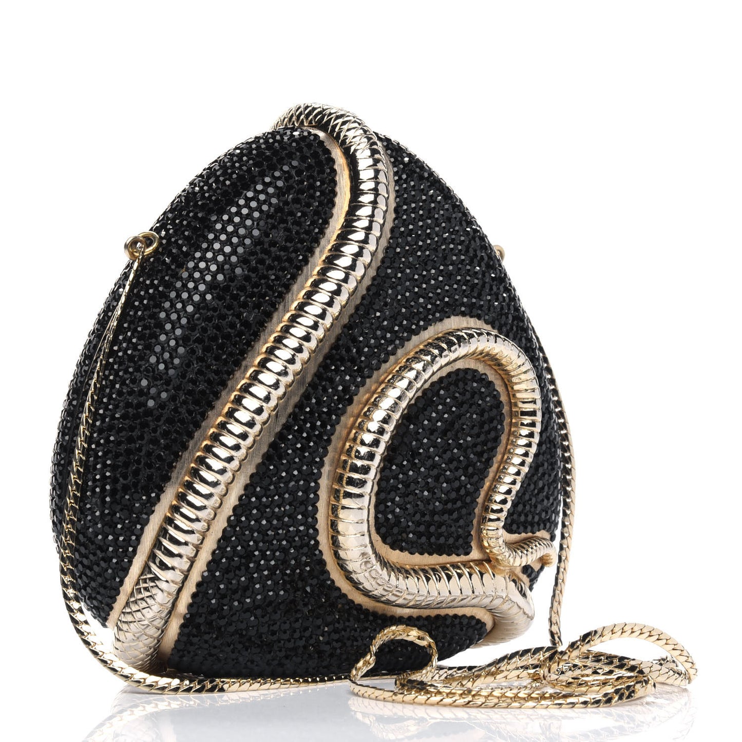 Swarovski Crystal Serpent Minaudiere Clutch Black Gold