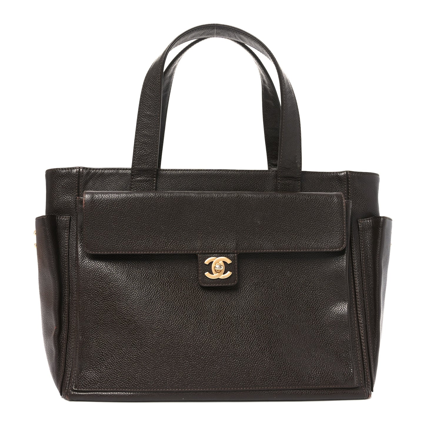 Caviar CC Shoulder Bag Dark Brown