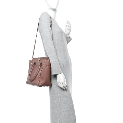 Valentino Garavani Vitello Small Rockstud Double Handle Tote Antique Rose 2 of 15