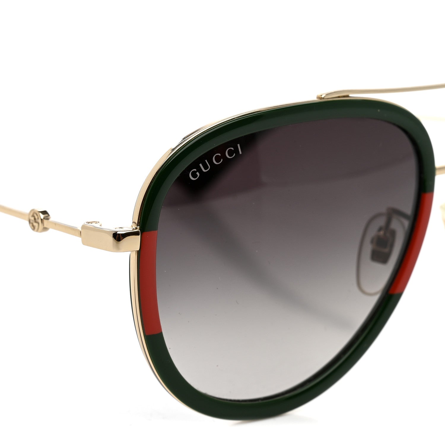 Gucci Web Aviator Sunglasses GG0062S Green Red 6 of 8