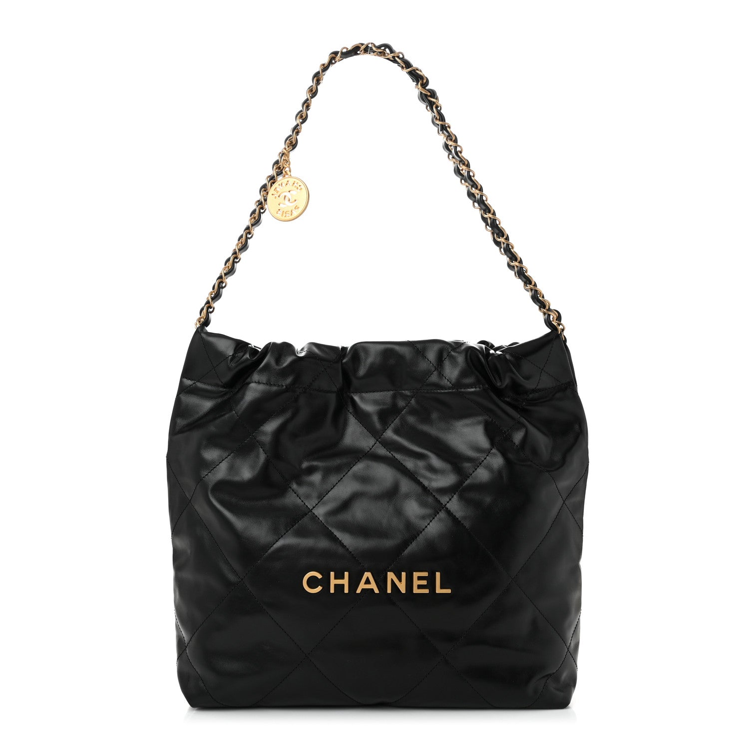 Chanel Shiny Calfskin Quilted Small Chanel 22 Black 1 of 11