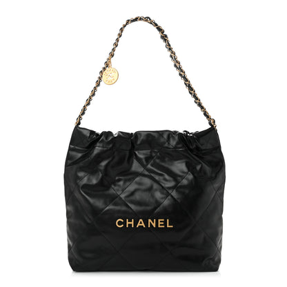 Chanel Shiny Calfskin Quilted Small Chanel 22 Black 1 of 11