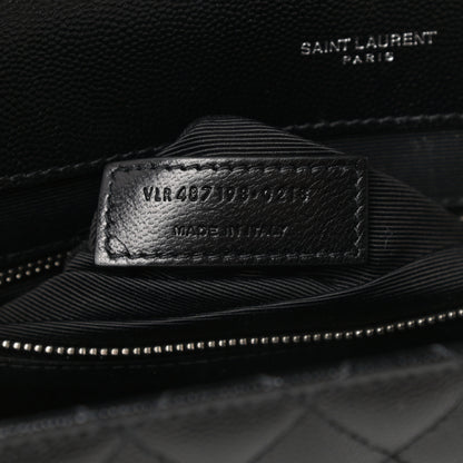 Saint Laurent Grain De Poudre Textured Mixed Matelasse Large Triquilt Monogram Satchel Black 7 of 11