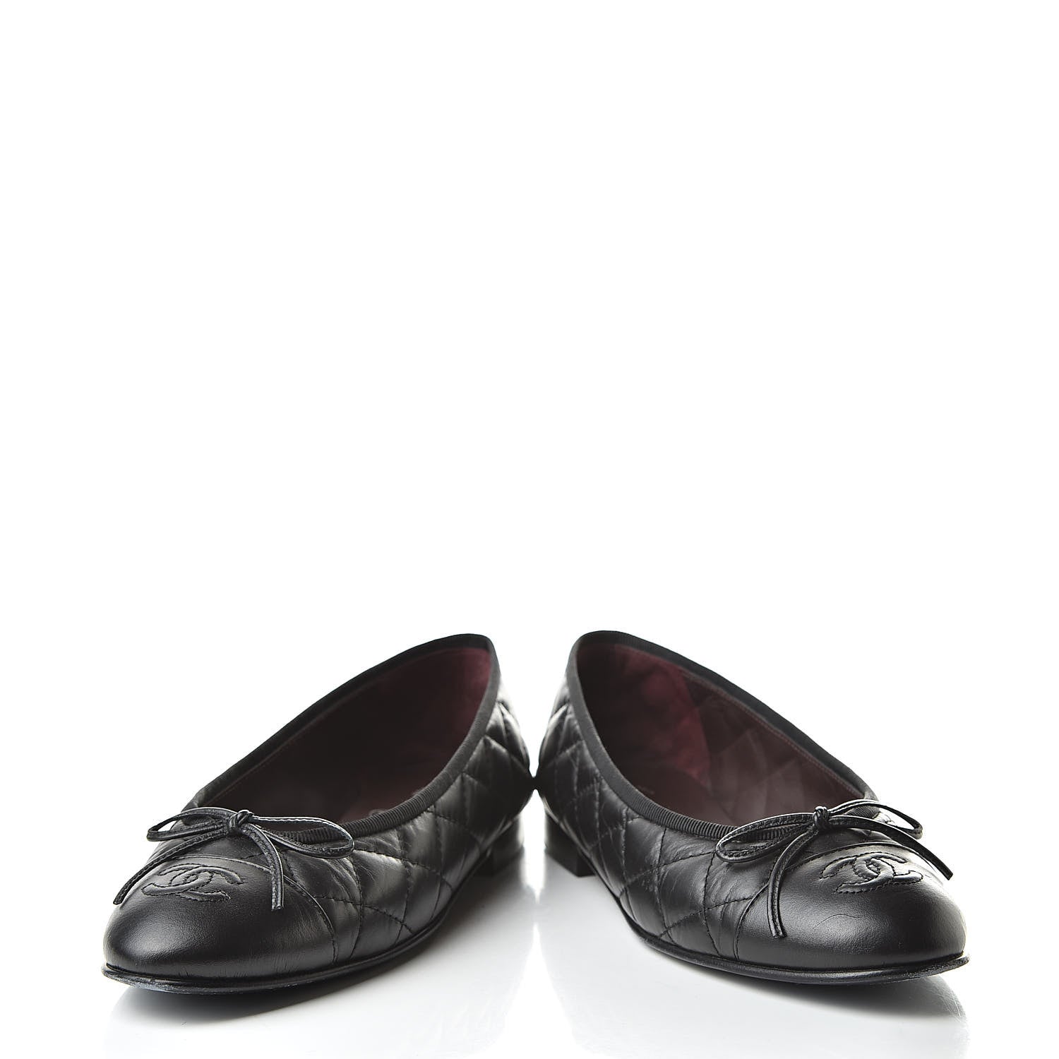 Chanel Aged Calfskin Quilted Cap Toe Ballerina Flats 36 Black 6 of 15