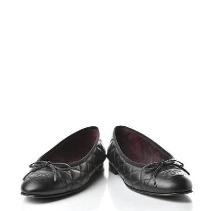Chanel Aged Calfskin Quilted Cap Toe Ballerina Flats 36 Black 6 of 15