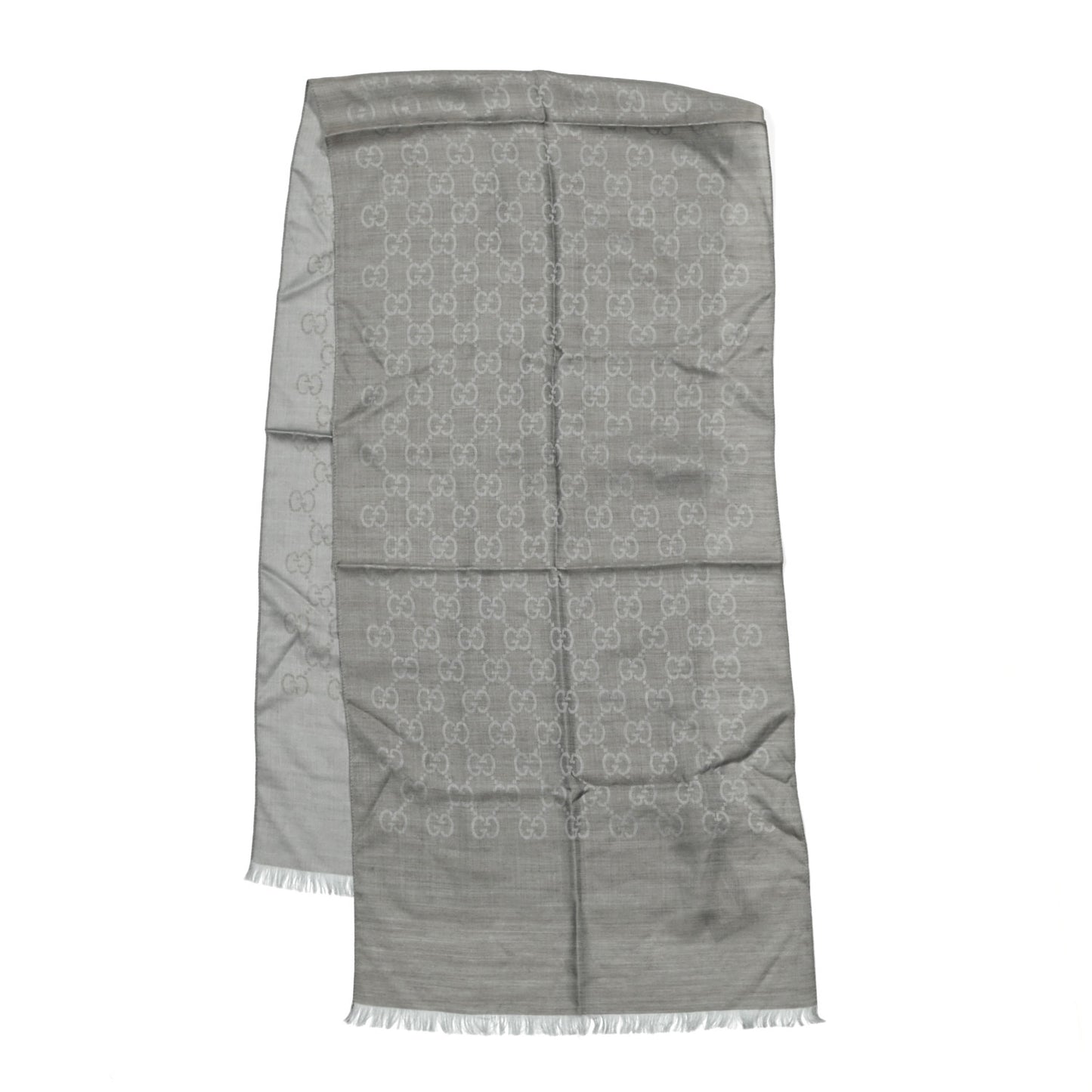 Wool Silk GG Monogram GGNat Overd Scarf Grey