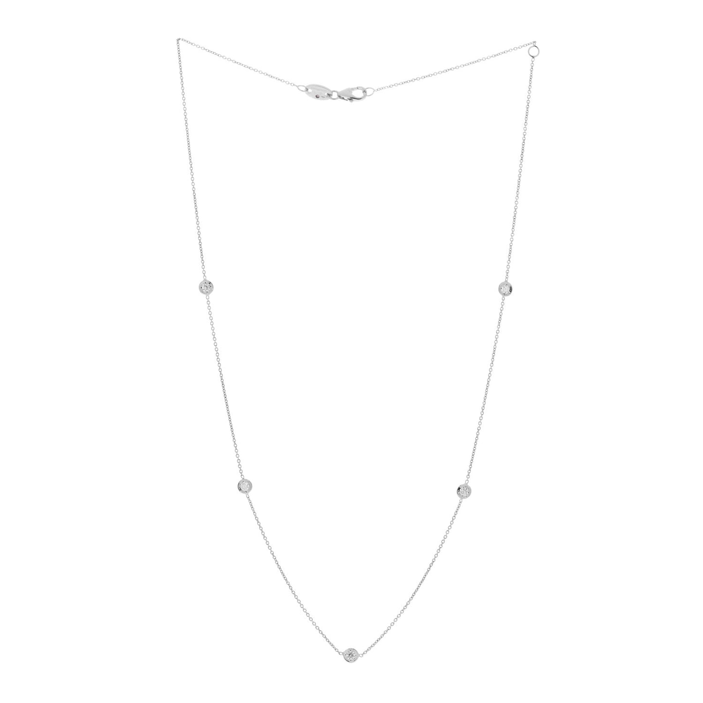 18K White Gold Diamond .25ctw Diamonds by the Inch Five Station Necklace