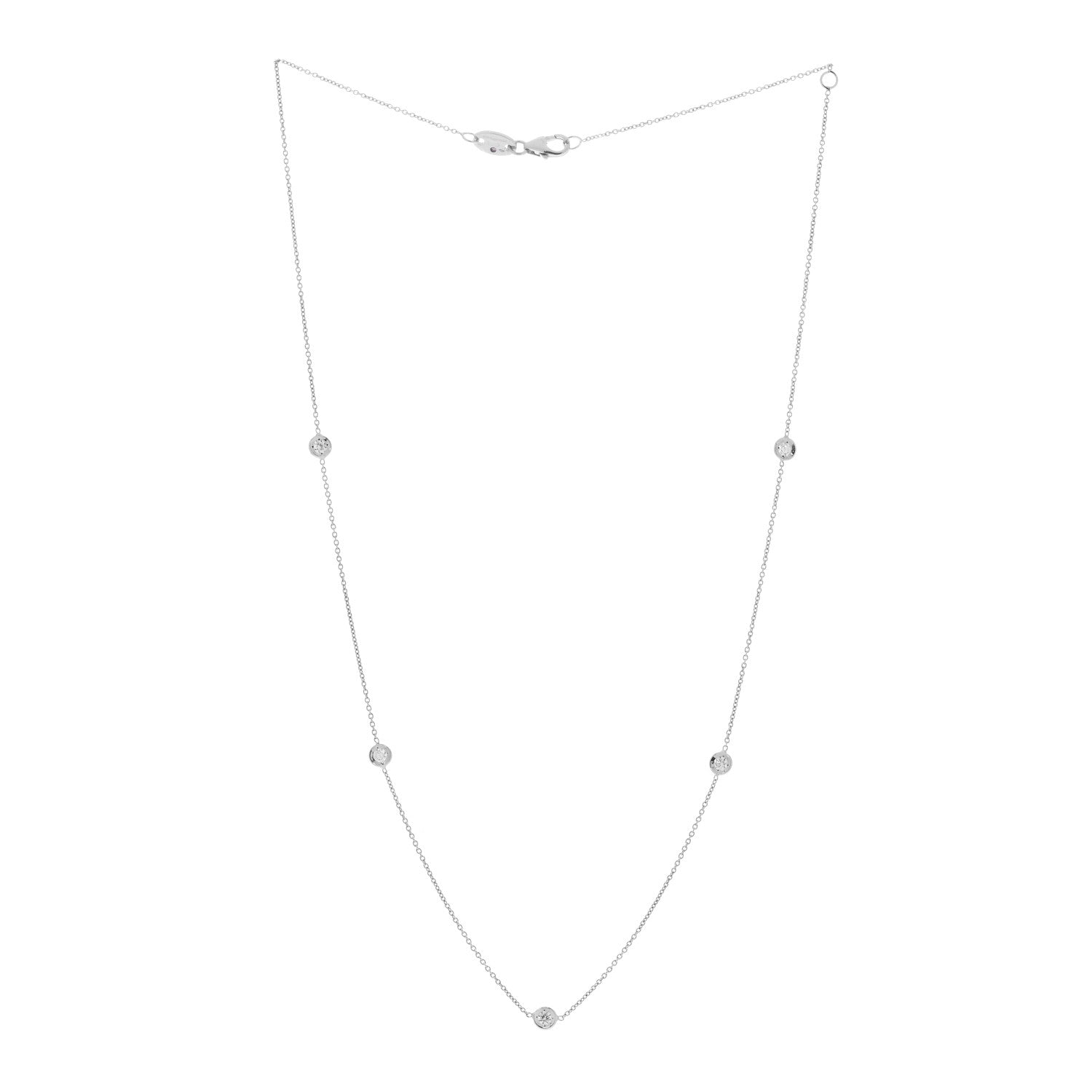 Roberto Coin 18K White Gold Diamond .25ctw Diamonds by the Inch Five Station Necklace 3 of 5