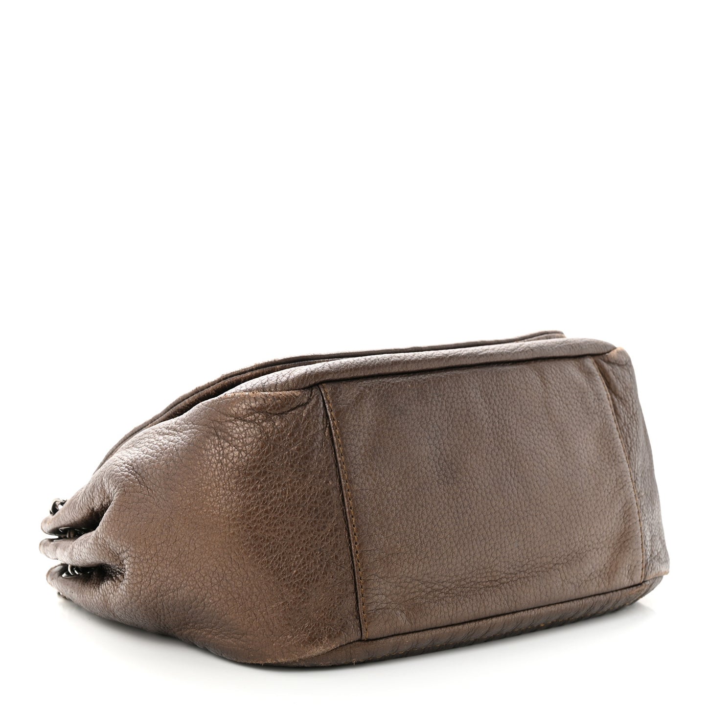 Metallic Deerskin Small Luxe Ligne Flap Bronze