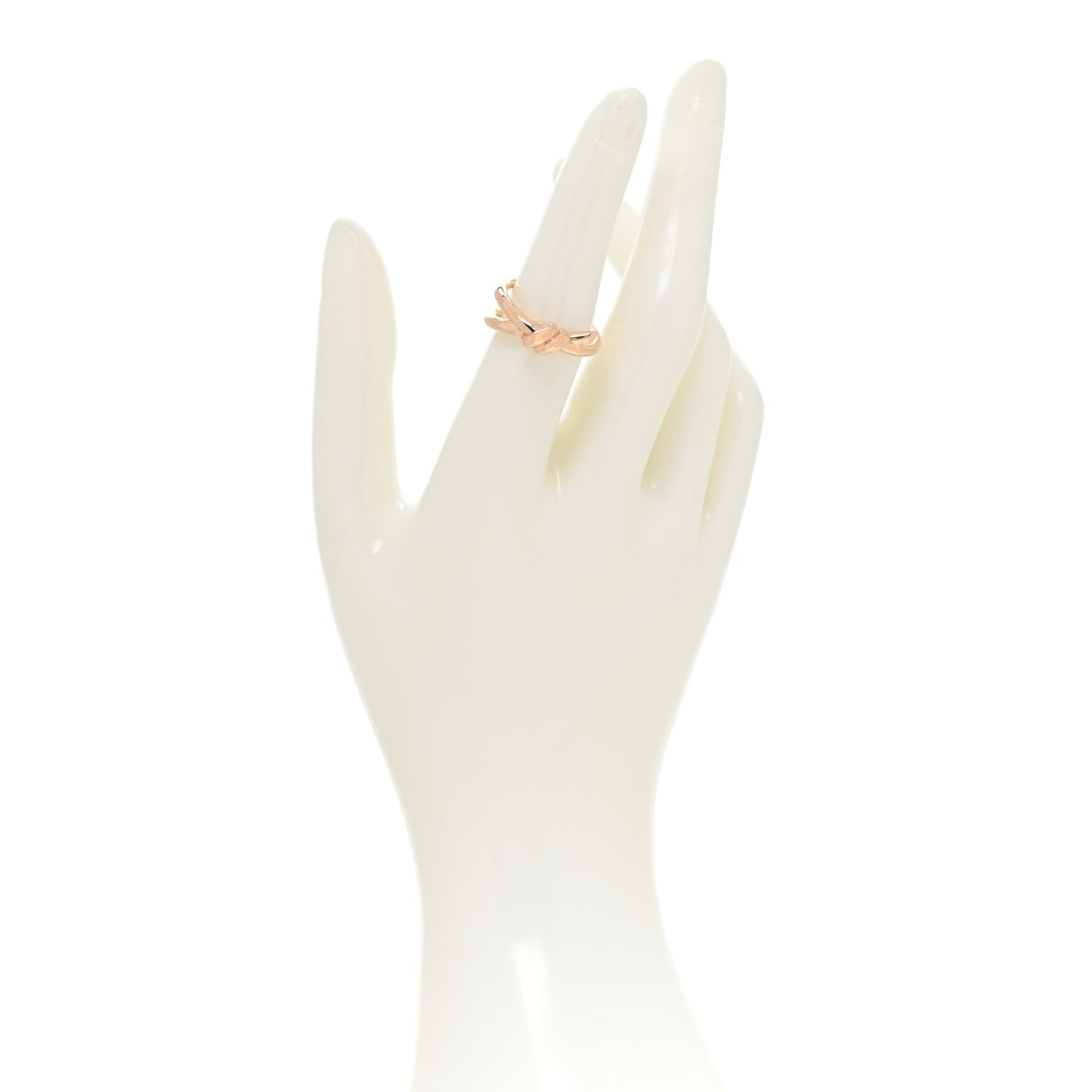 18K Rose Gold Knot Double Row Ring 54 7