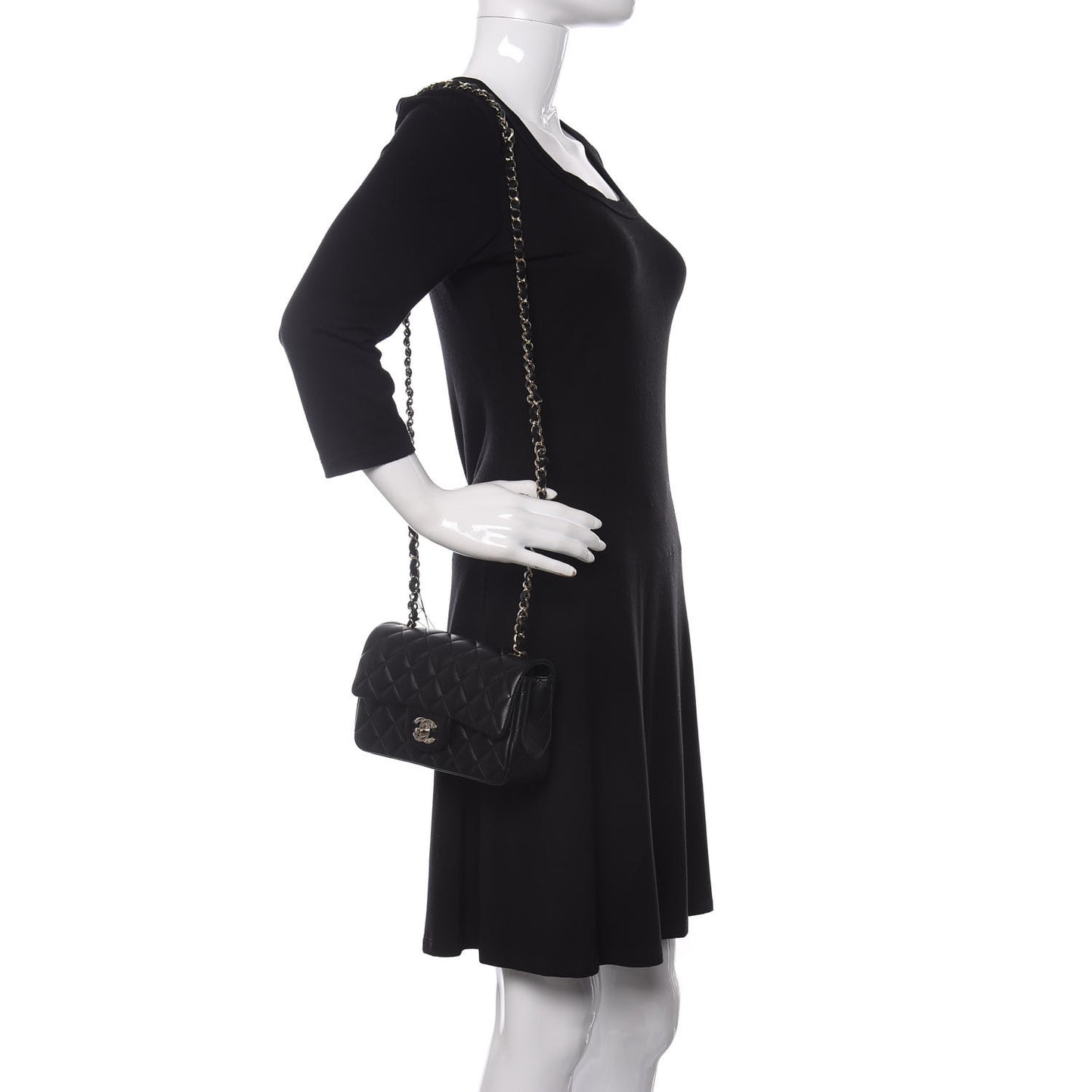 Lambskin Quilted Mini Rectangular Flap Black