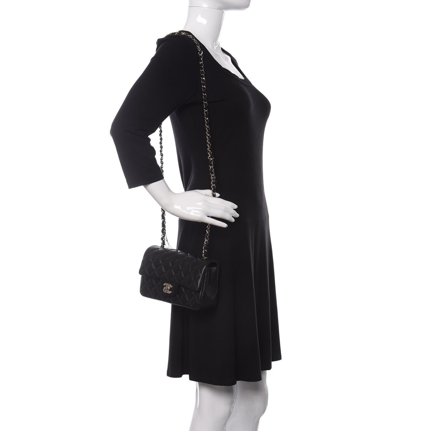 Chanel Lambskin Quilted Mini Rectangular Flap Black 2 of 11