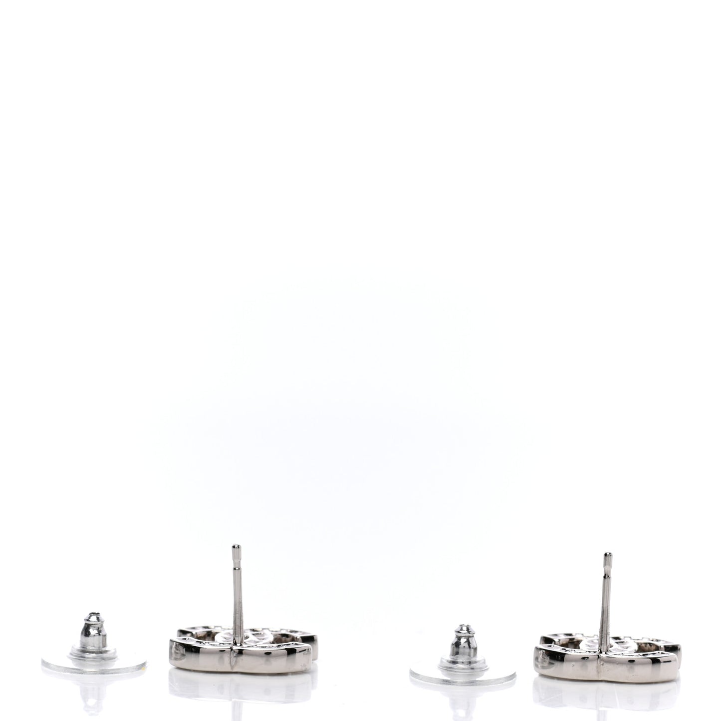 Baguette Crystal CC Earrings Silver Grey