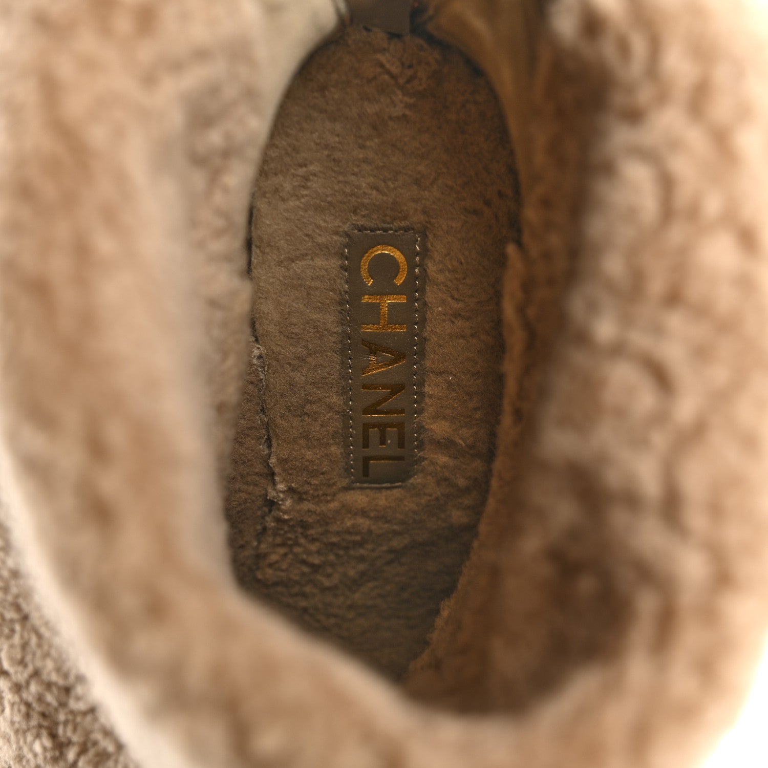 Chanel Suede Lambskin Shiny Calfskin Sherpa CC High Boots 38.5 Light Beige Black 6 of 11
