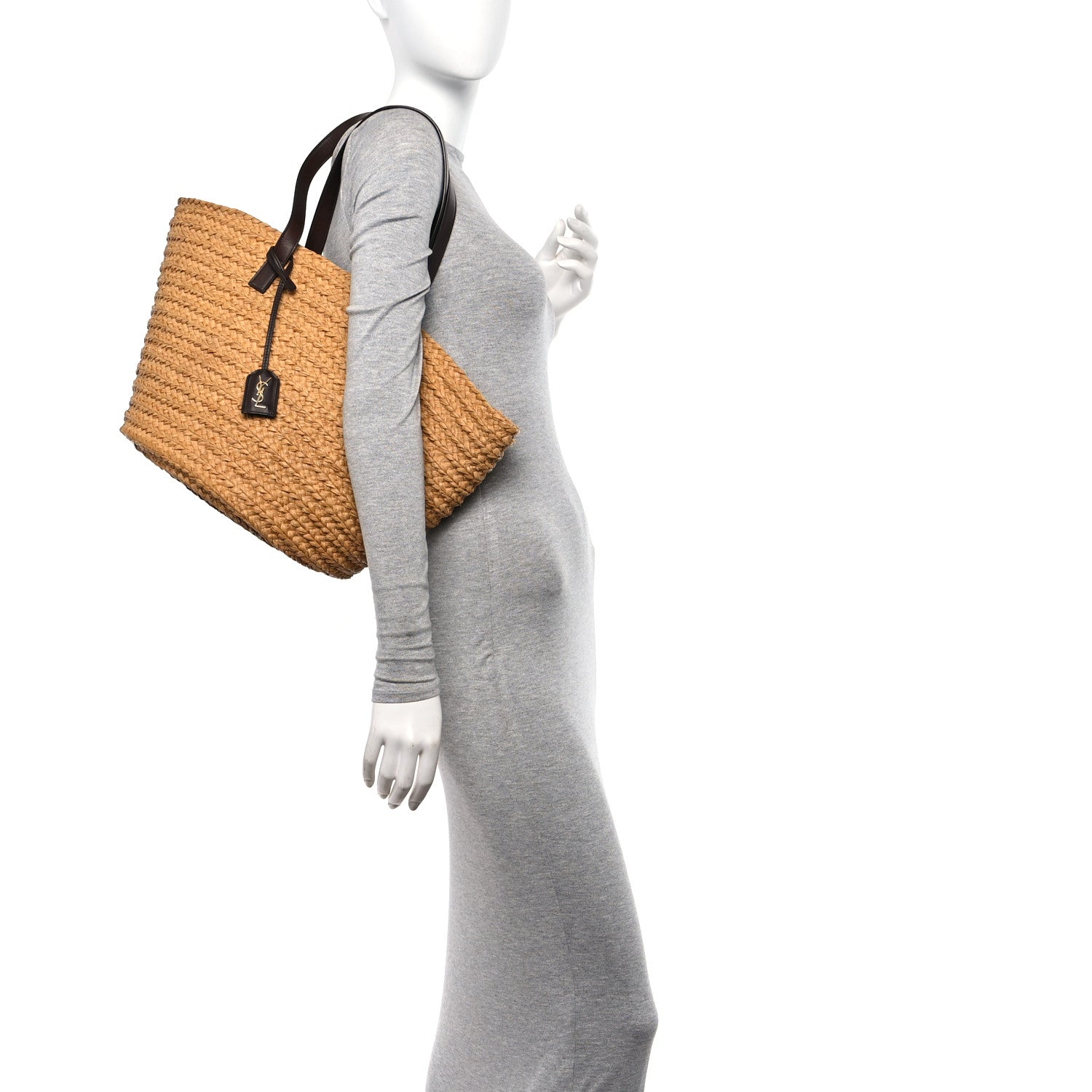 Saint Laurent Raffia Calfskin Medium Panier Tote 2 of 9