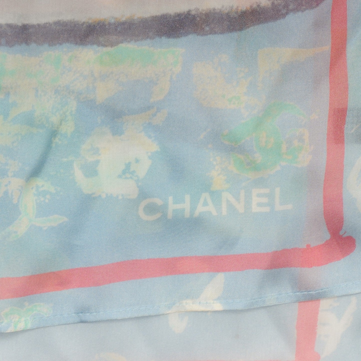 Silk CC Monaco Stole Pink Blue
