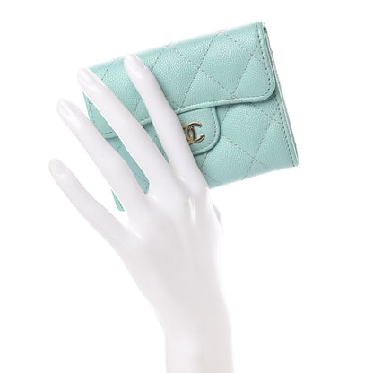 Chanel Caviar Quilted Flap Card Holder Wallet Light Blue 2 of 13