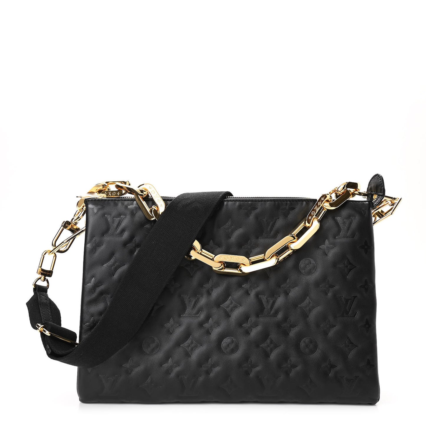 Lambskin Embossed Monogram Coussin MM Black