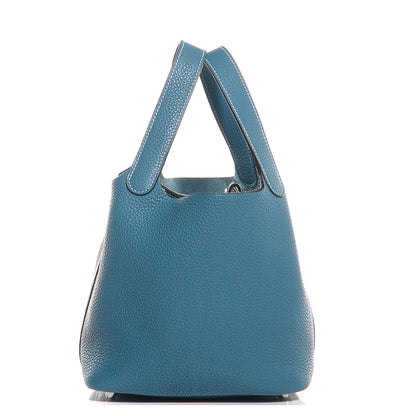 Hermes Taurillon Clemence Picotin Lock 18 PM Blue Jean 1 of 13