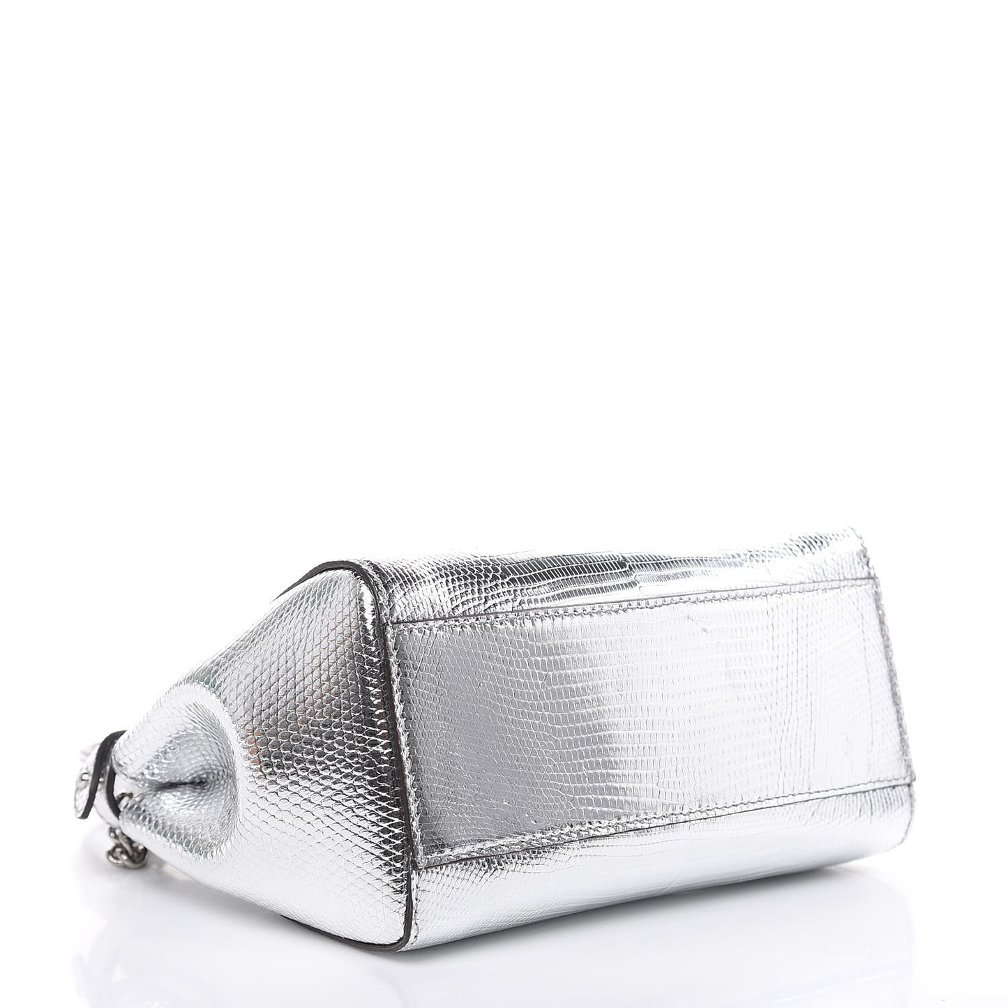 Metallic Lizard XS Peekaboo Iconic Satchel Silver