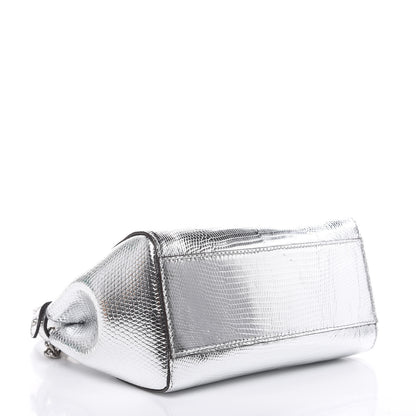 Fendi Metallic Lizard XS Peekaboo Iconic Satchel Silver 4 of 8