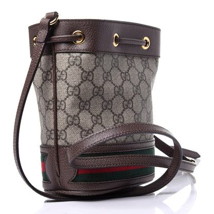 Gucci GG Supreme Monogram Web Mini Ophidia Bucket Bag Brown 3 of 10