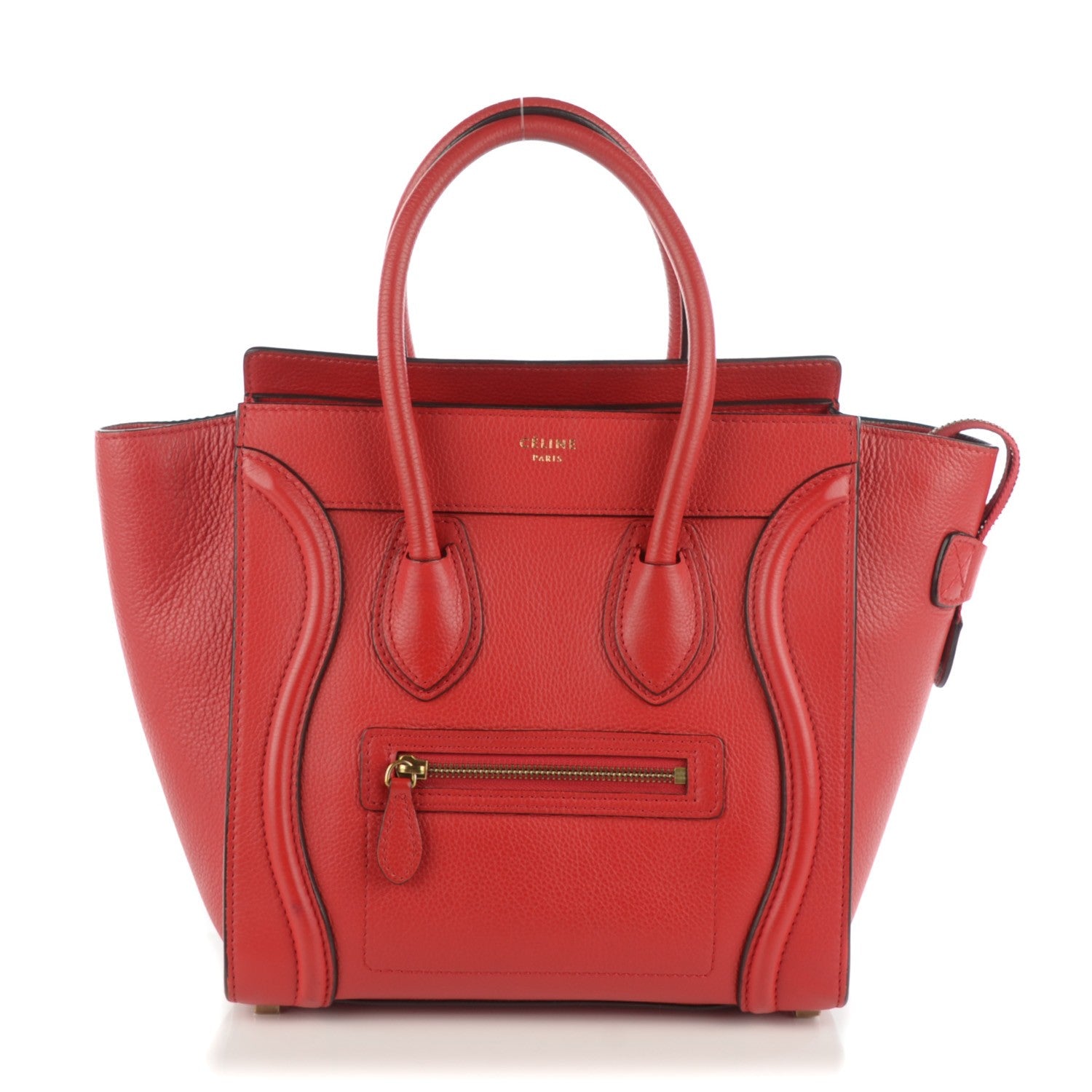 Celine Drummed Calfskin Micro Luggage Coquelicot 1 of 8