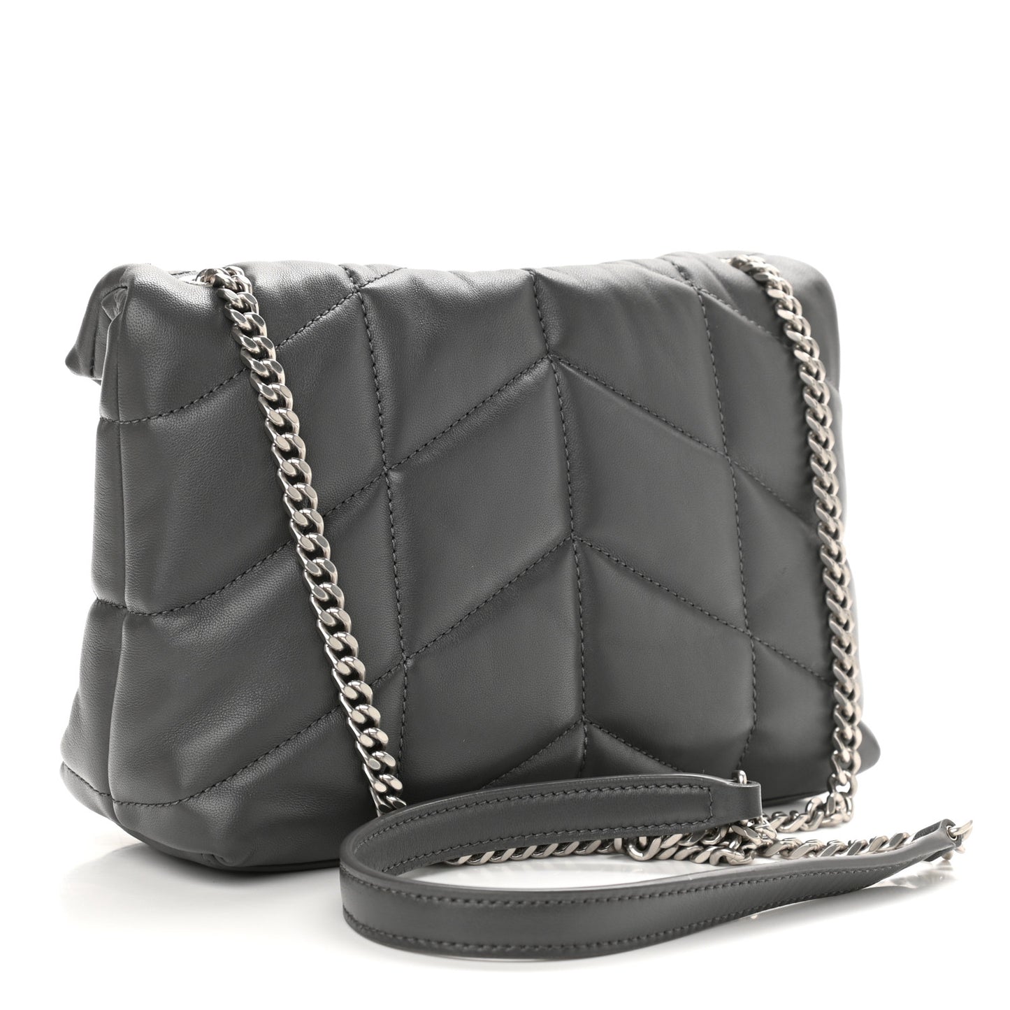 Lambskin Quilted Toy Loulou Puffer Monogram Chain Satchel Storm