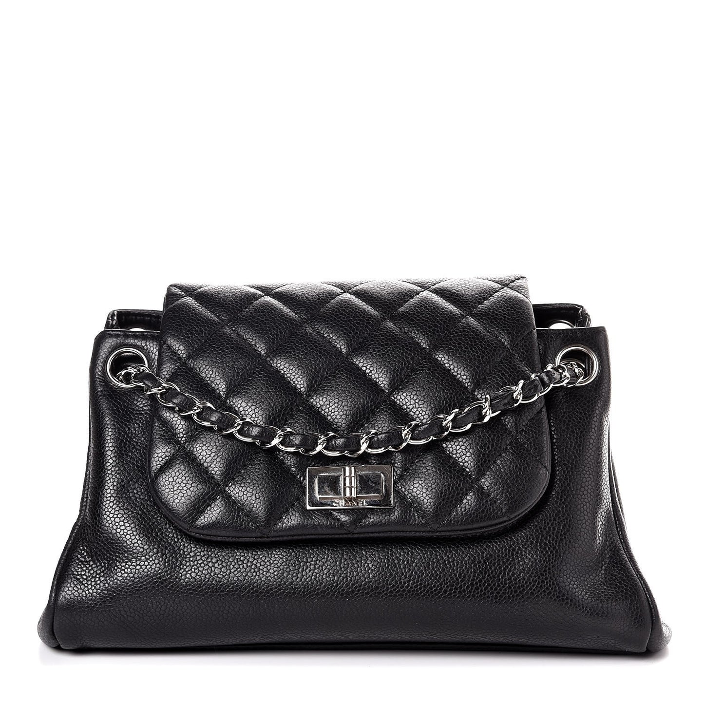 Caviar Quilted Accordion Mademoiselle Flap Black
