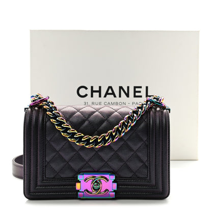 Chanel Iridescent Goatskin Quilted Small Boy Flap Purple 11 of 11
