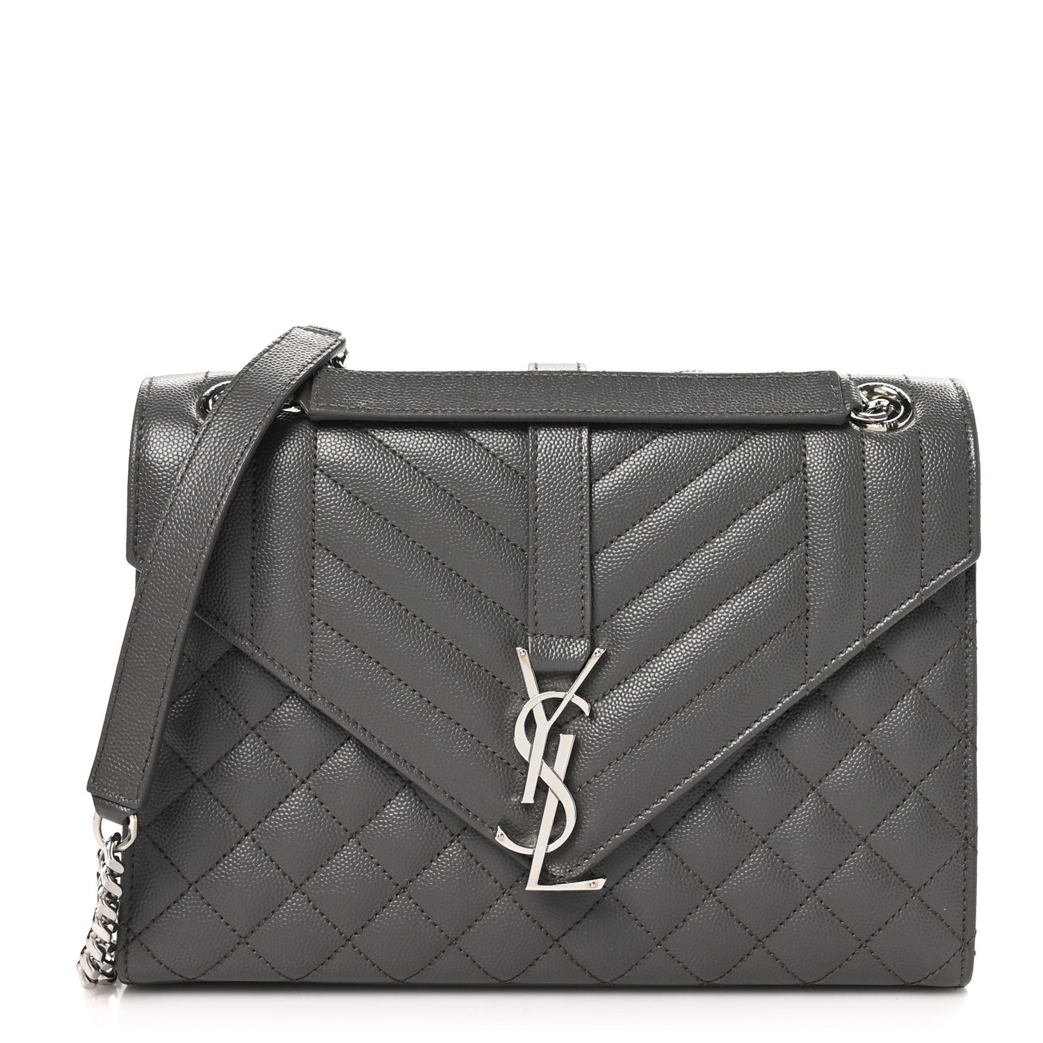 Saint Laurent Grain De Poudre Textured Mixed Matelasse Medium Triquilt Monogram Satchel Earth 1 of 9