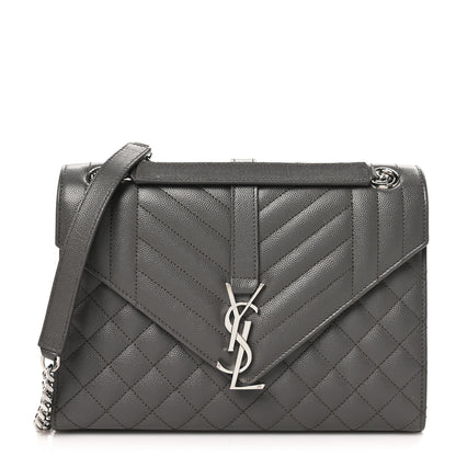 Saint Laurent Grain De Poudre Textured Mixed Matelasse Medium Triquilt Monogram Satchel Earth 1 of 9