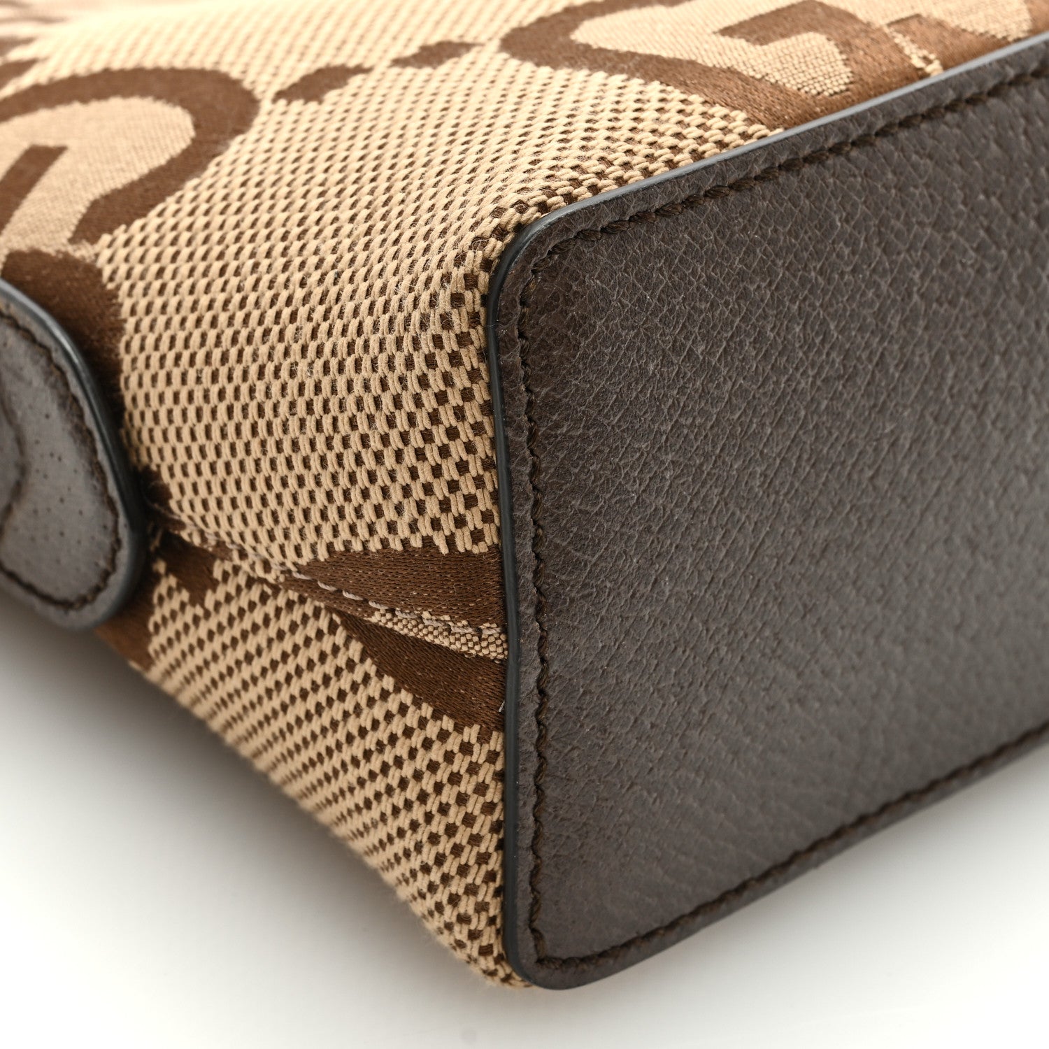 Gucci Monogram Jumbo GG Textured Dollar Calfskin Web Small Ophidia Dome Shoulder Bag Camel Ebony New Acero 7 of 8