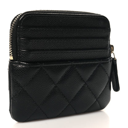 Chanel Caviar Quilted Zip Card Holder Wallet Black 3 of 10