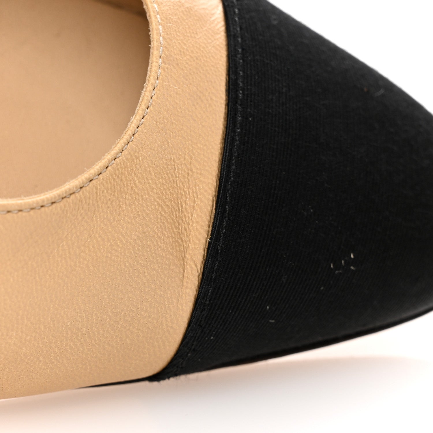 Chanel Goatskin Grosgrain Cap Toe CC Slingback Pumps 39 Beige Black 9 of 9