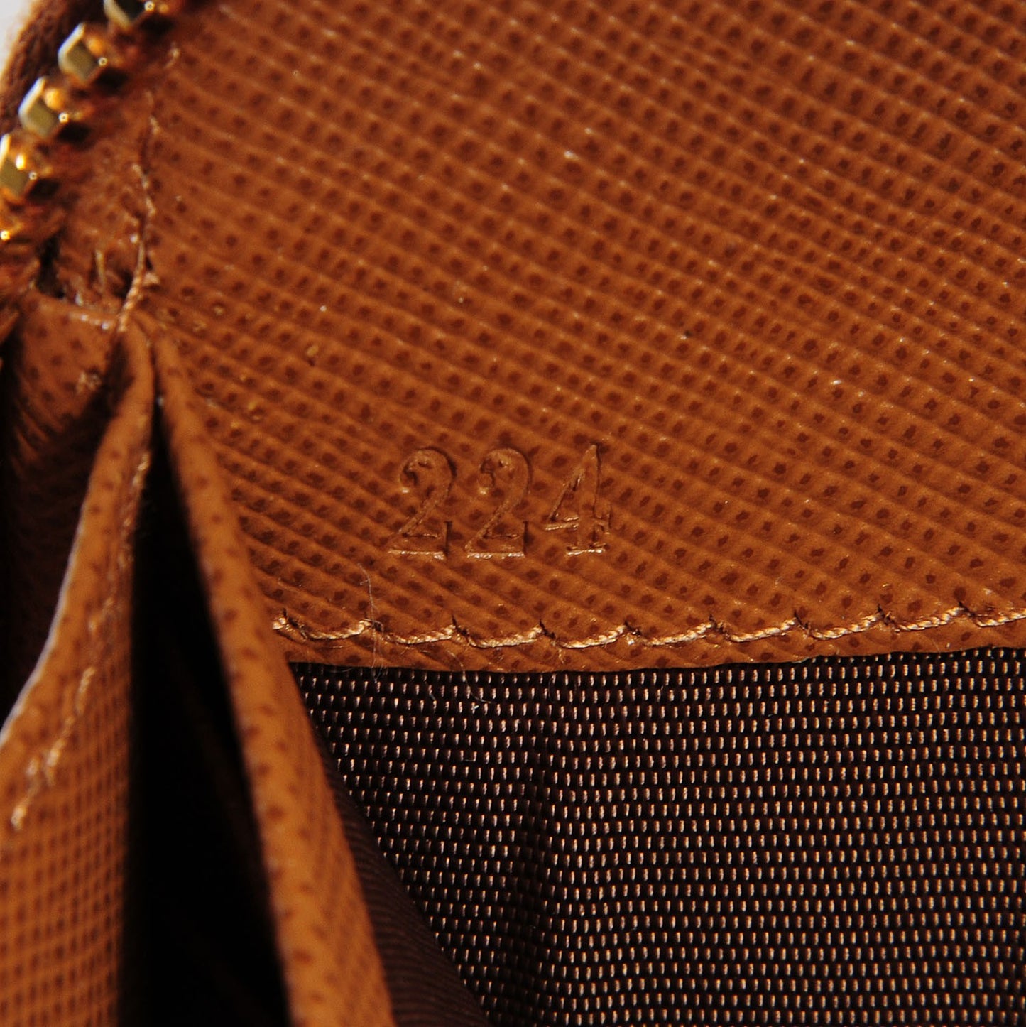 Saffiano Metal Zip Around Wallet Caramel
