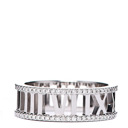 Tiffany 18K White Gold Diamond Atlas Open Pave Ring 56 7.5 2 of 4