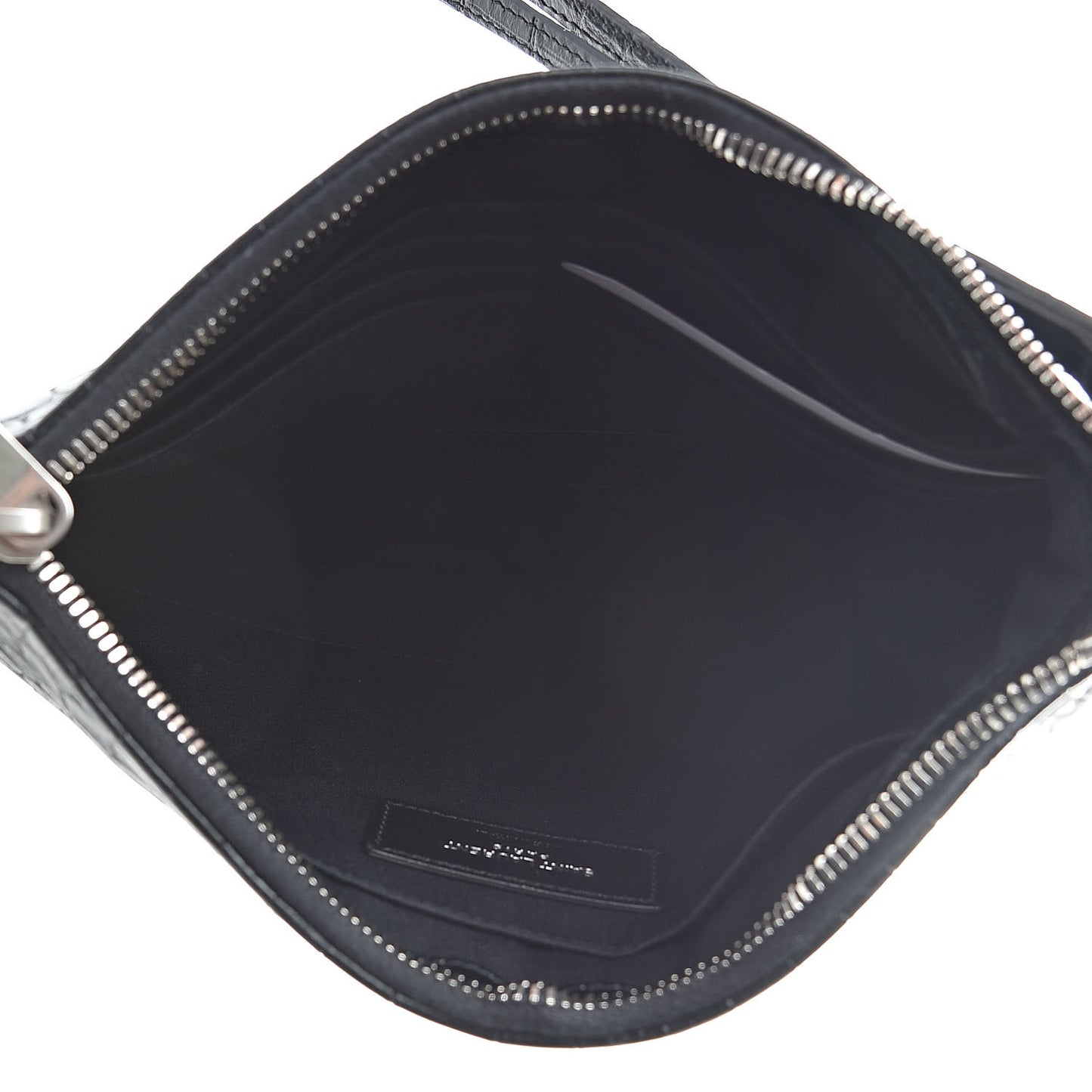 Calfskin Crocodile Embossed Monogram Zip Pouch Black