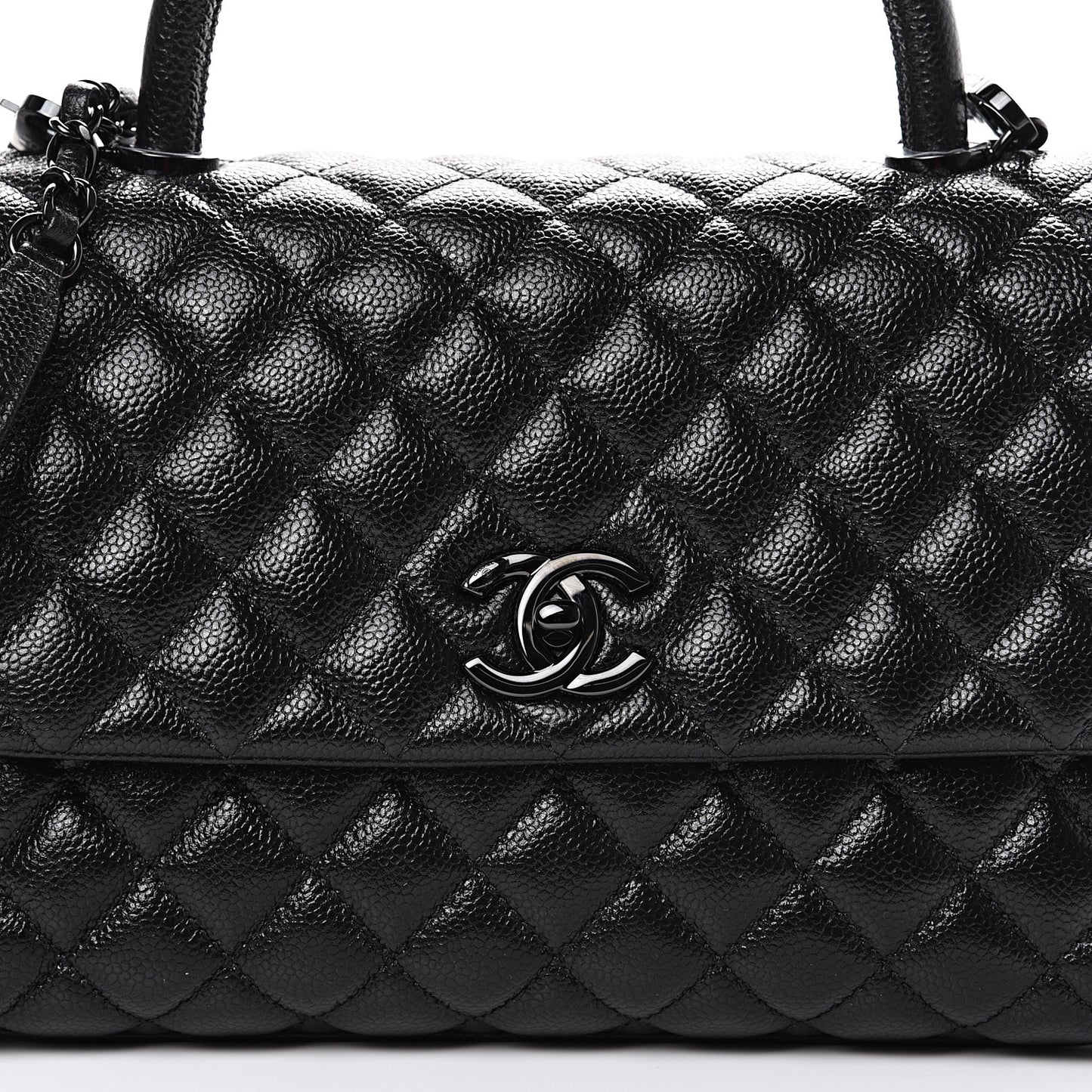 Caviar Quilted Small Coco Handle Flap So Black