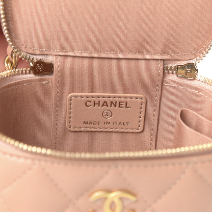 Chanel Lambskin Quilted Top Handle Mini Vanity Case With Chain Beige 6 of 9